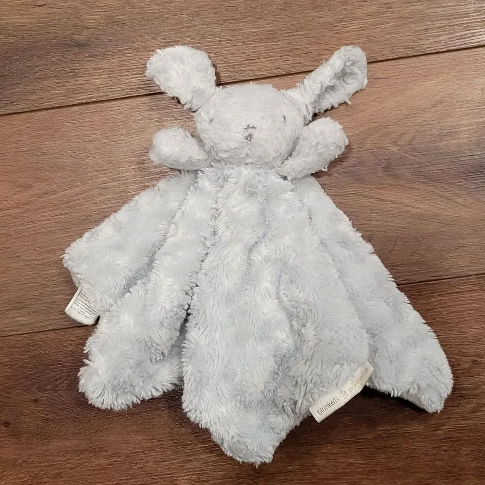 Blankets and Beyond Gray Bunny Rabbit Baby Security Blanket Swirls Plush Lovey